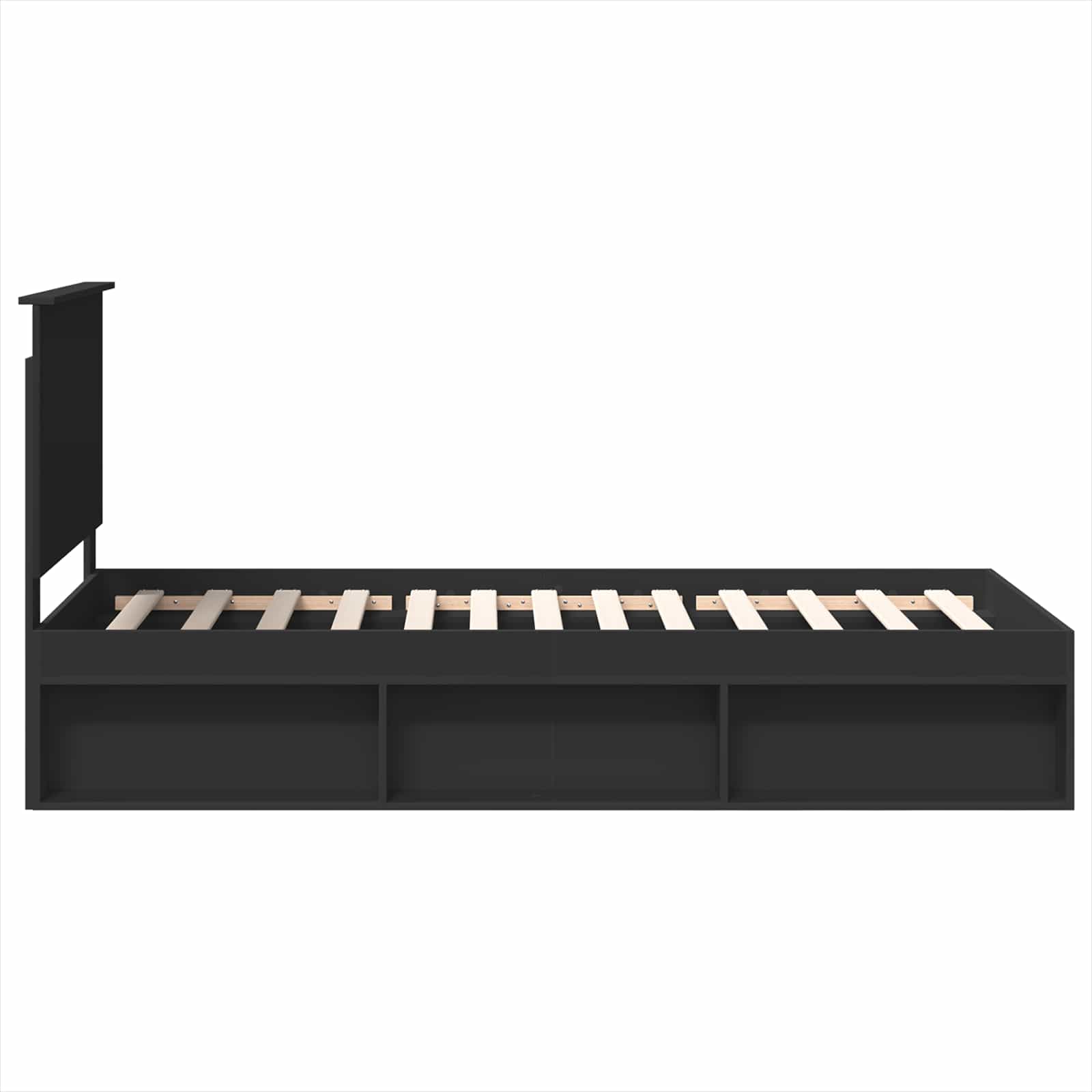Struttura del letto con testiera Nero 90 x 190 cm Pino massello | homemem39