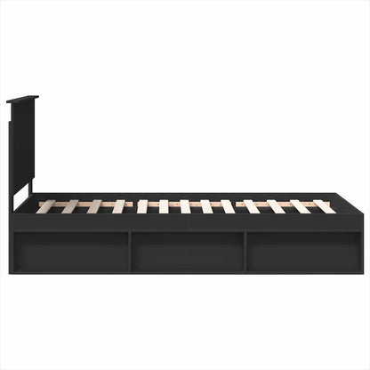 Struttura del letto con testiera Nero 90 x 190 cm Pino massello | homemem39