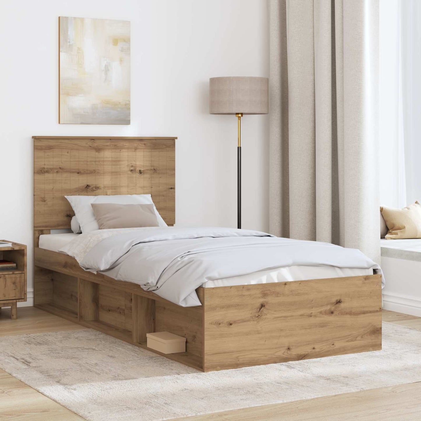 Struttura del letto con testiera Rovere Artigianale 90 x 190 cm | homemem39