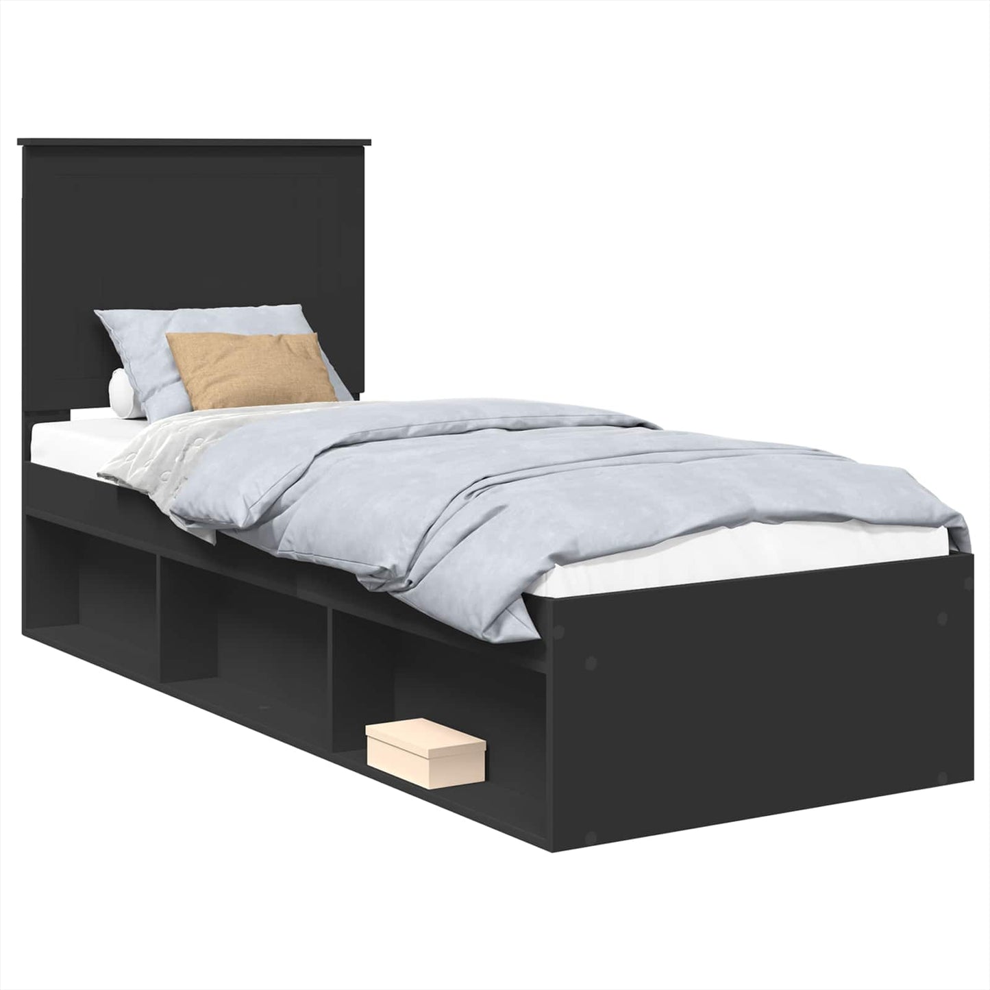 Struttura del letto con testiera Nero 75 x 190 cm Pino massello | homemem39