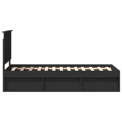 Struttura del letto con testiera Nero 75 x 190 cm Pino massello | homemem39