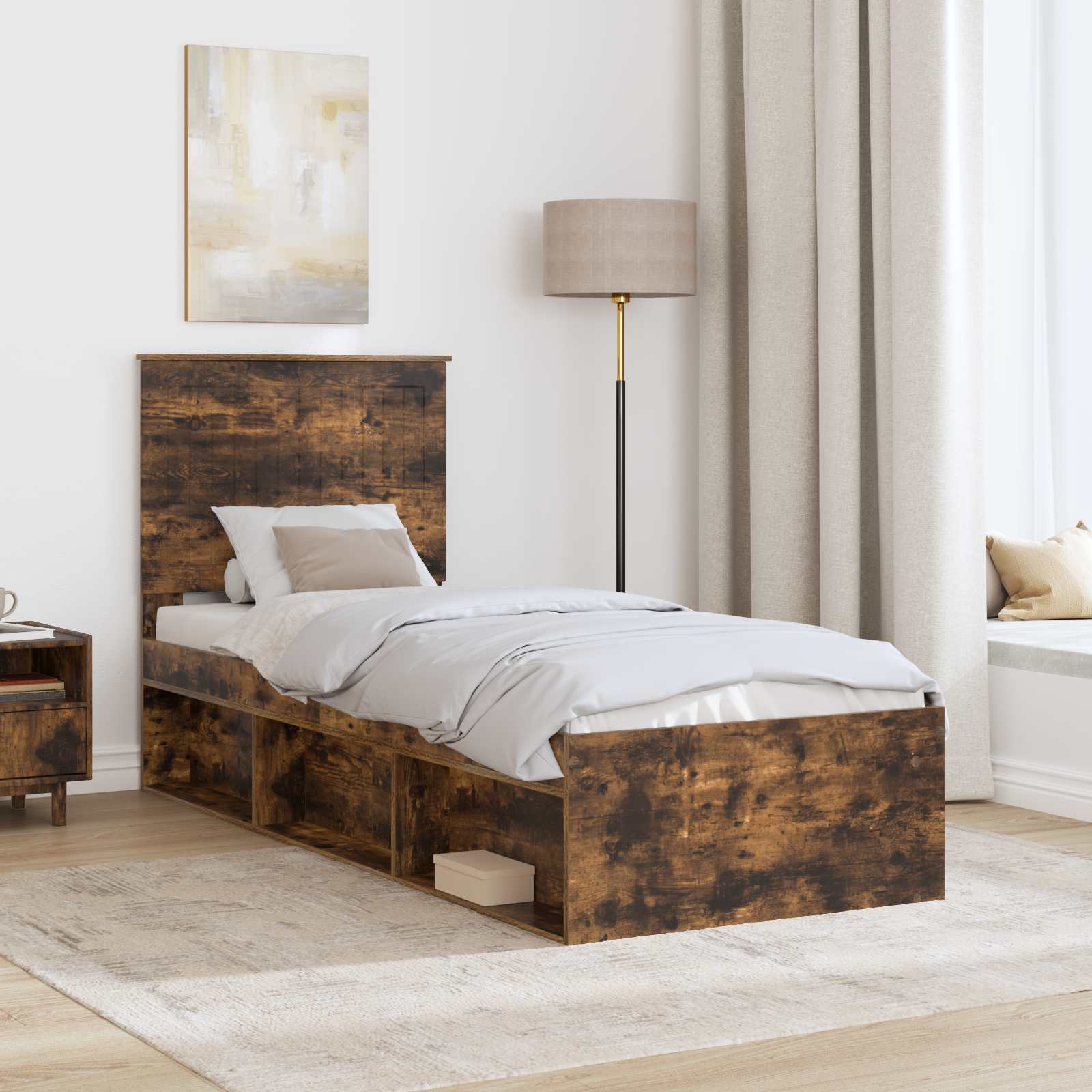 Struttura del letto Rovere fumé 75 x 190 cm Pino massello | homemem39