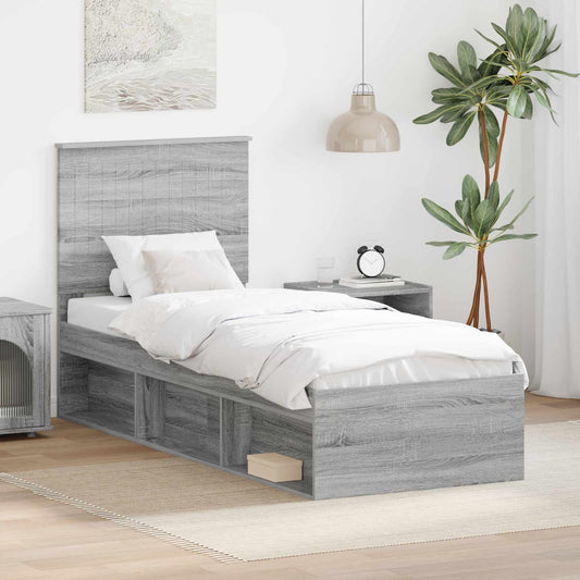 Struttura del letto Grigio Sonoma 75 x 190 cm Pino massello