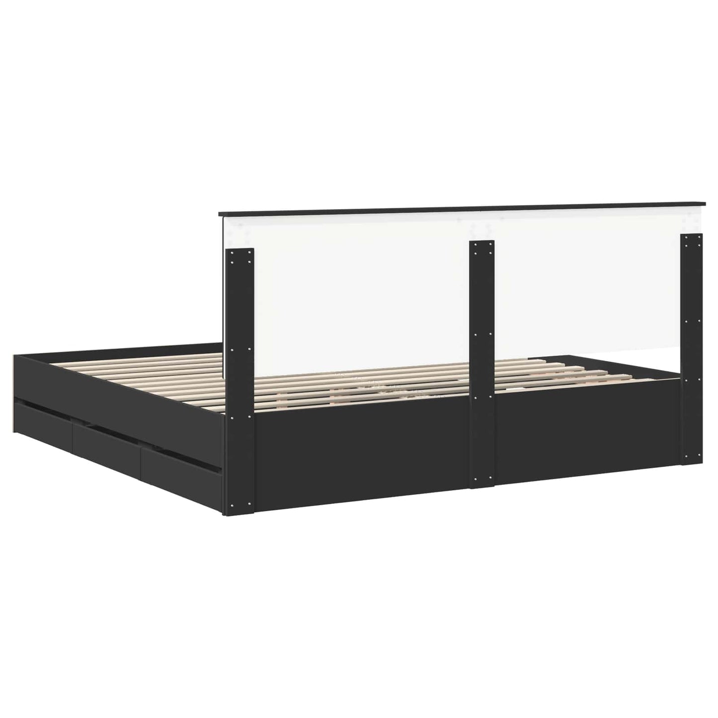 Struttura del letto Nero 200 x 200 cm Legno Ingegnerizzato | homemem39
