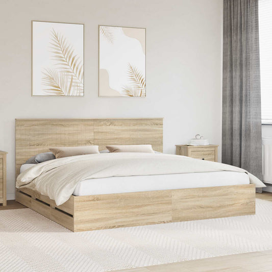 Struttura del letto con cassetto Rovere Sonoma 200 x 200 cm | homemem39