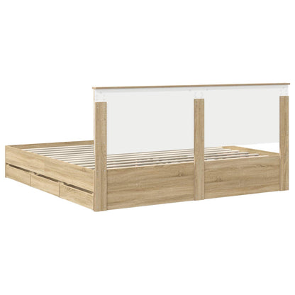 Struttura del letto con cassetto Rovere Sonoma 200 x 200 cm | homemem39
