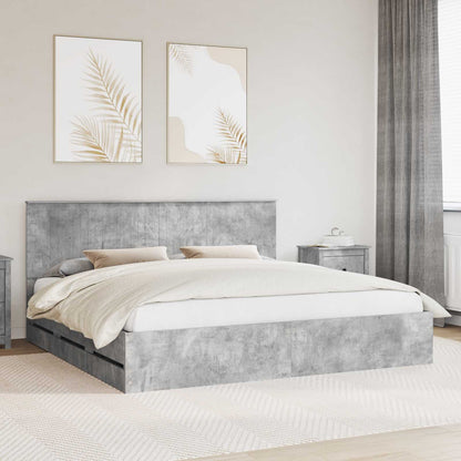 Struttura del letto con cassetto Grigio cemento 200 x 200 cm | homemem39