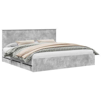 Struttura del letto con cassetto Grigio cemento 200 x 200 cm | homemem39