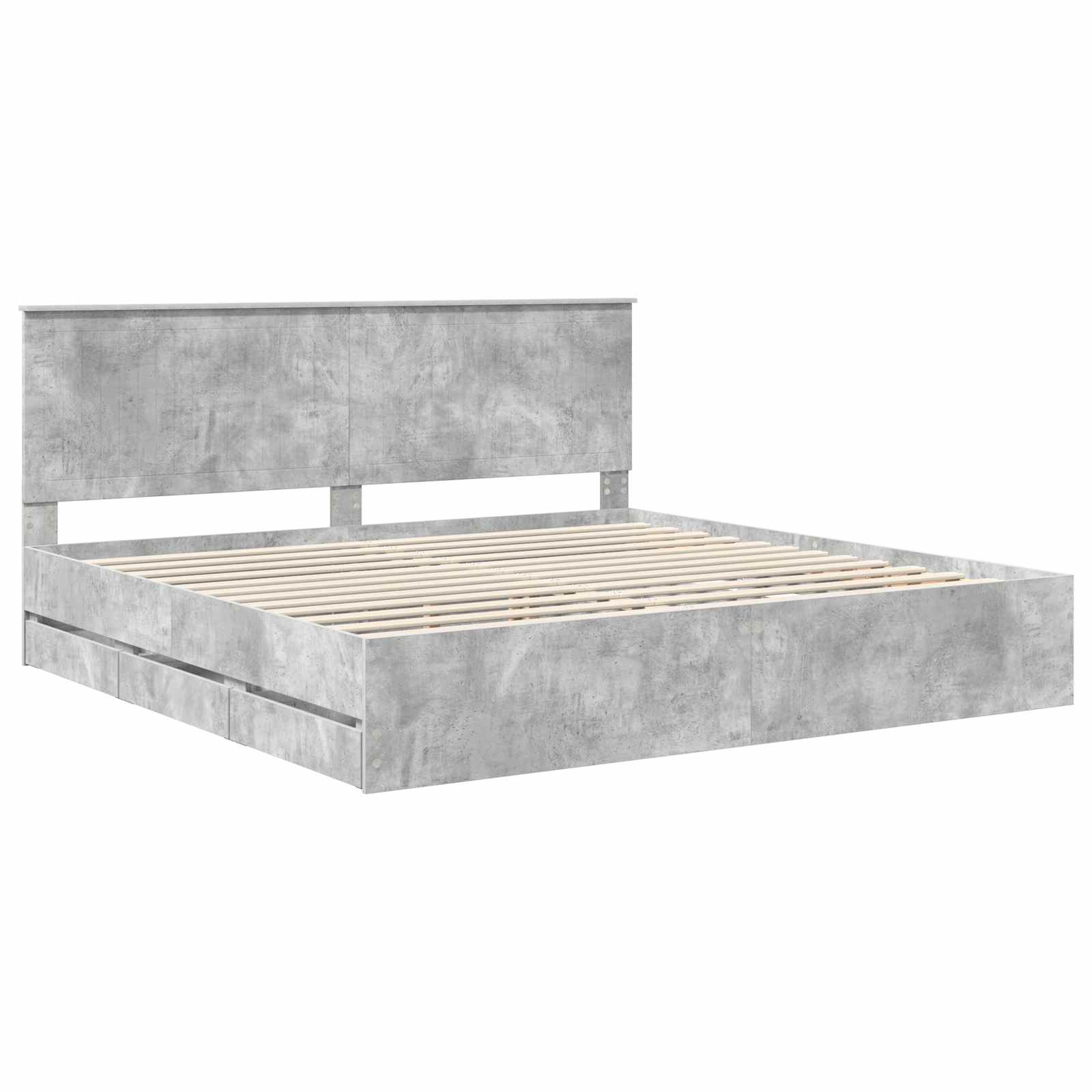 Struttura del letto con cassetto Grigio cemento 200 x 200 cm | homemem39