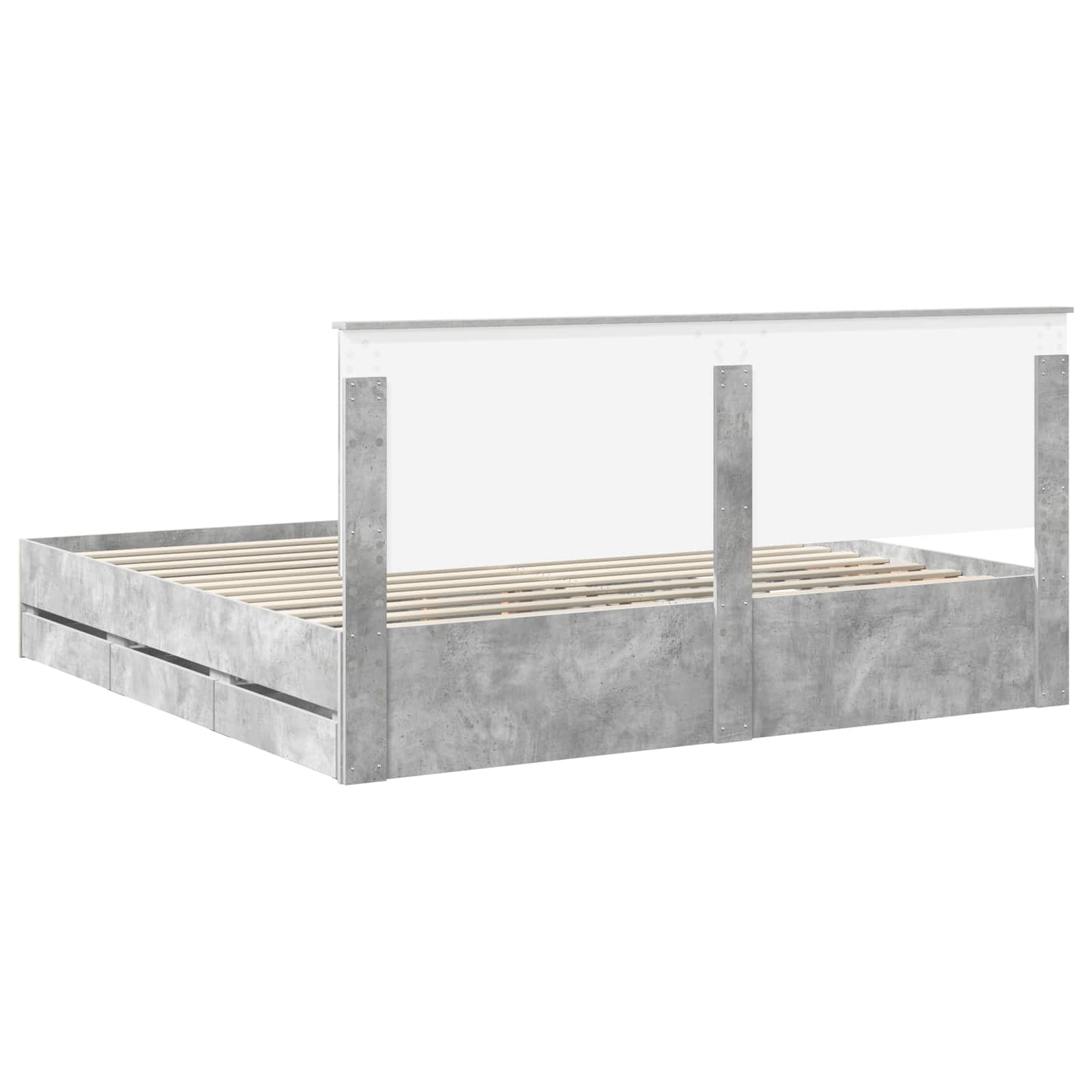Struttura del letto con cassetto Grigio cemento 200 x 200 cm | homemem39