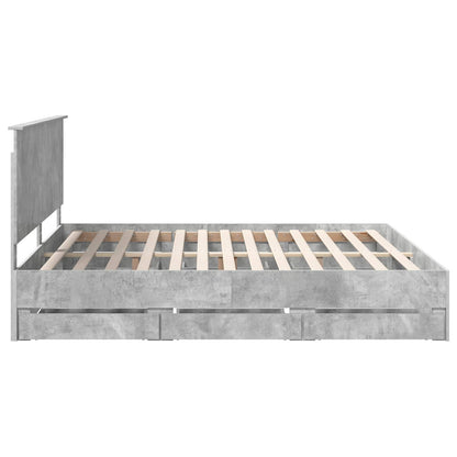 Struttura del letto con cassetto Grigio cemento 200 x 200 cm | homemem39