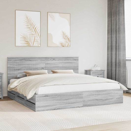 Struttura del letto con cassetto Grigio Sonoma 200 x 200 cm | homemem39