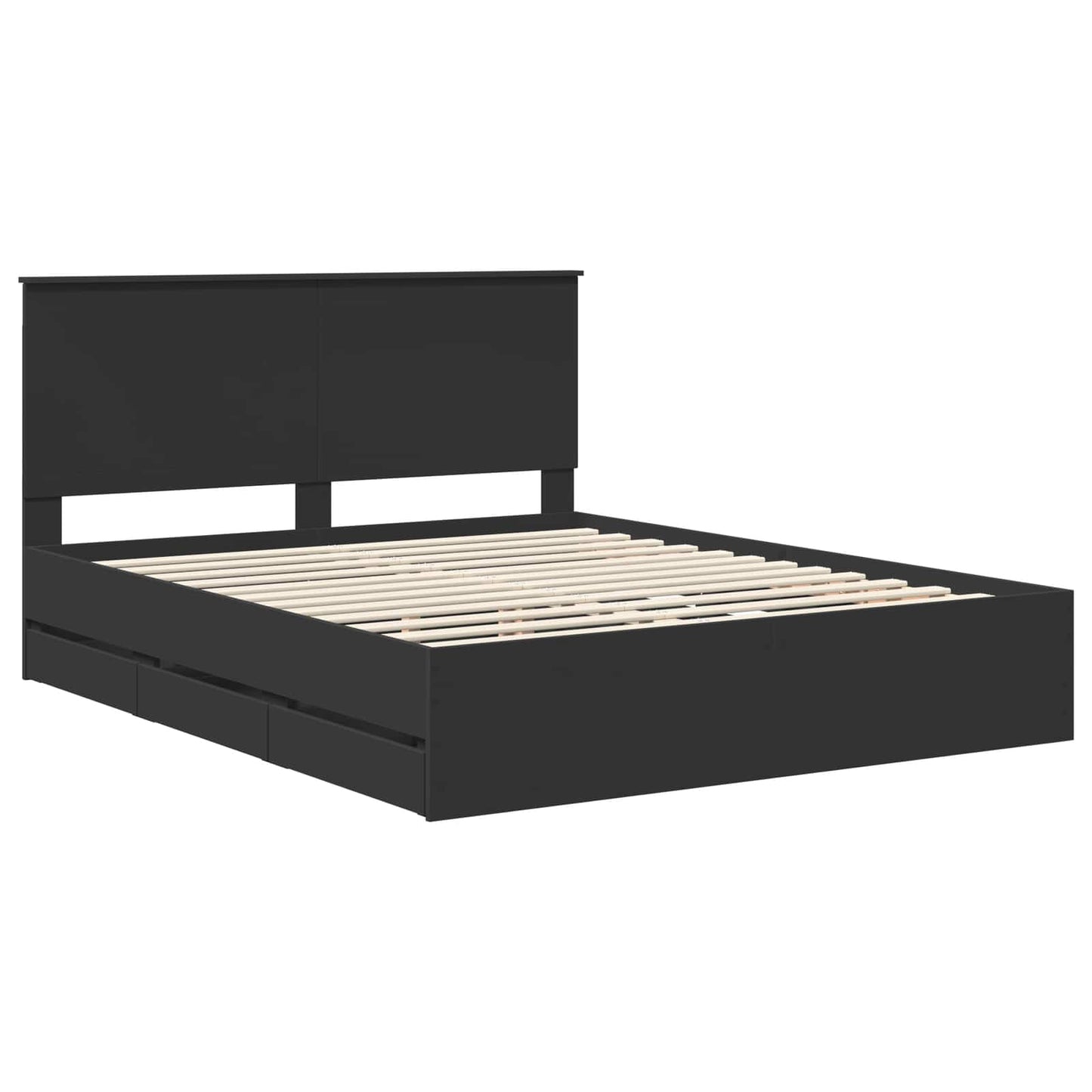 Struttura del letto Nero 160 x 200 cm Legno Ingegnerizzato | homemem39
