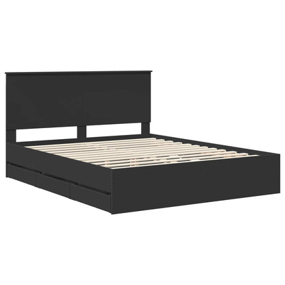 Struttura del letto Nero 160 x 200 cm Legno Ingegnerizzato | homemem39