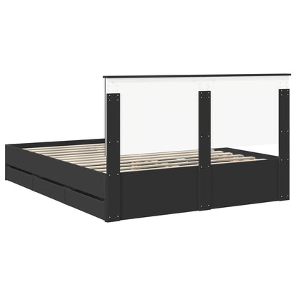 Struttura del letto Nero 160 x 200 cm Legno Ingegnerizzato | homemem39