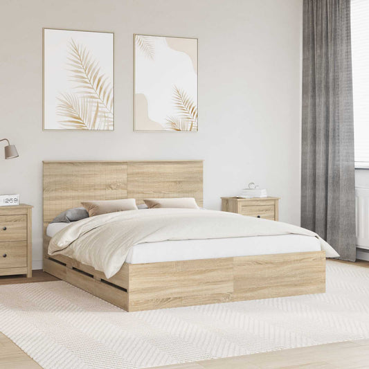 Struttura del letto con cassetto Rovere Sonoma 160 x 200 cm | homemem39
