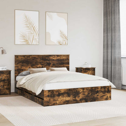 Struttura del letto con cassetto Rovere fumé 160 x 200 cm | homemem39