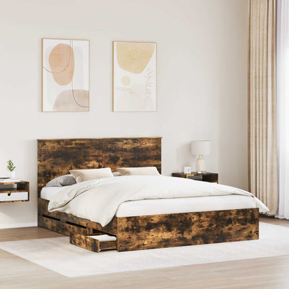 Struttura del letto con cassetto Rovere fumé 160 x 200 cm | homemem39