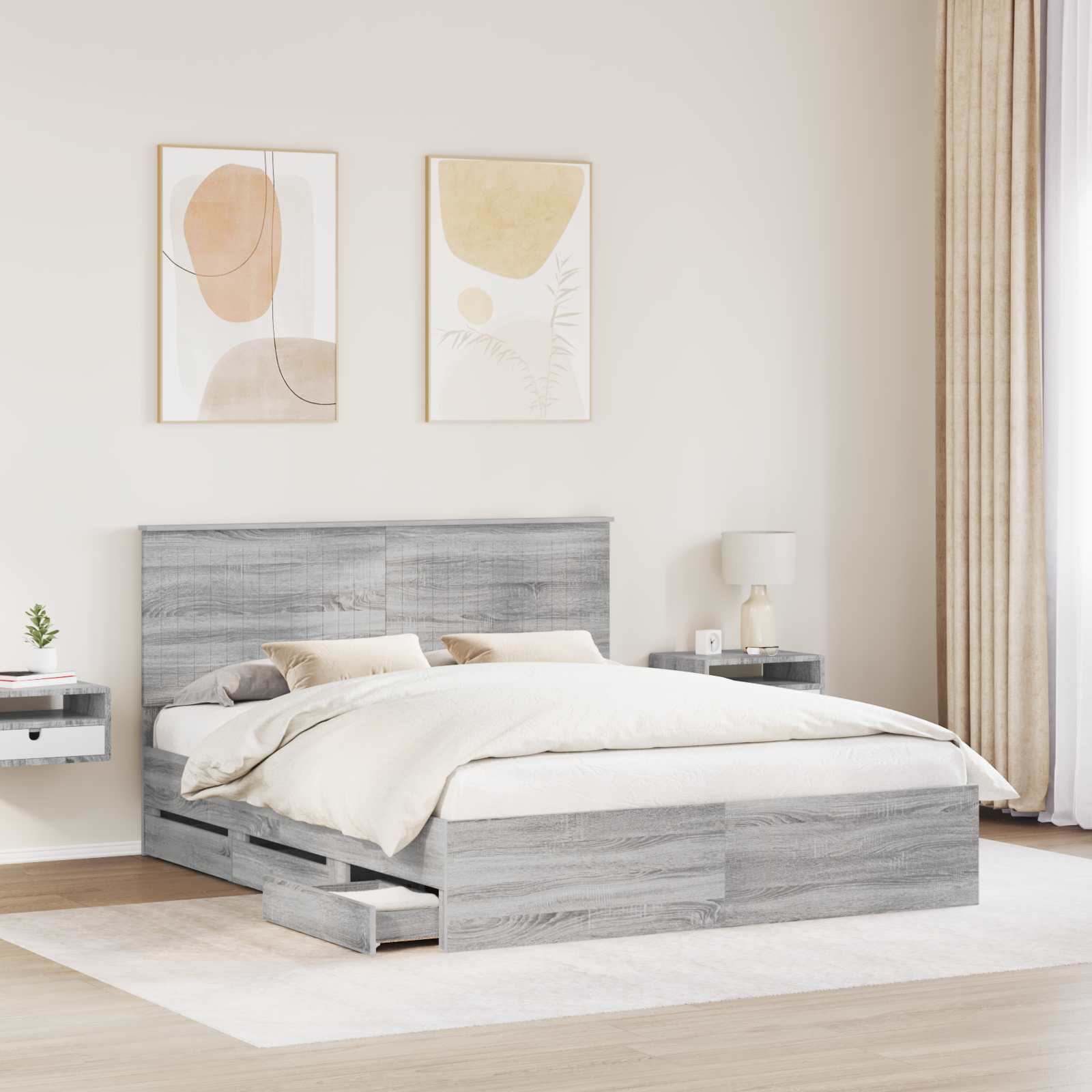 Struttura del letto con cassetto Grigio Sonoma 160 x 200 cm | homemem39