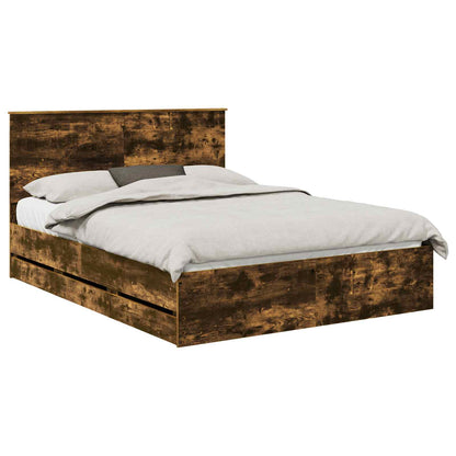 Struttura del letto con cassetto Rovere fumé 150 x 200 cm | homemem39