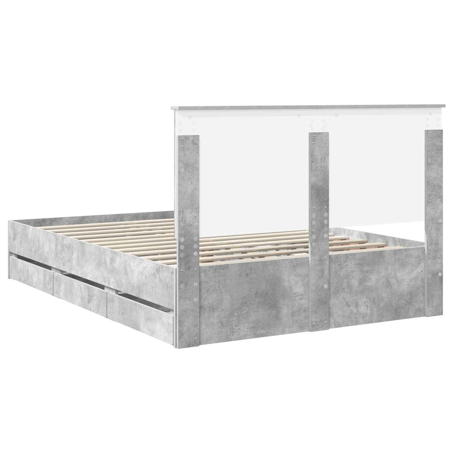 Struttura del letto con cassetto Grigio cemento 135 x 190 cm | homemem39