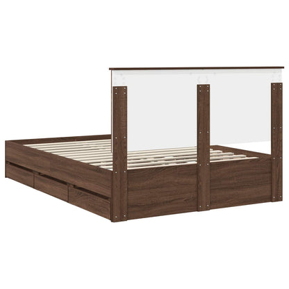 Struttura del letto con cassetto Rovere Marrone 135 x 190 cm | homemem39