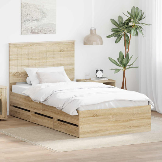 Struttura del letto con cassetto Rovere Sonoma 100 x 200 cm | homemem39