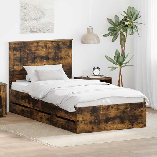 Struttura del letto con cassetto Rovere fumé 100 x 200 cm | homemem39