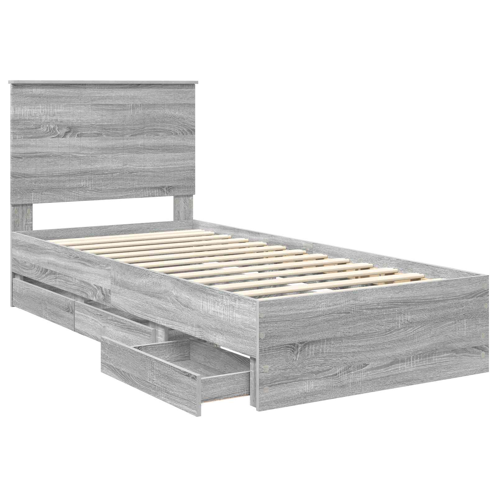 Struttura del letto con cassetto Grigio Sonoma 90 x 200 cm | homemem39