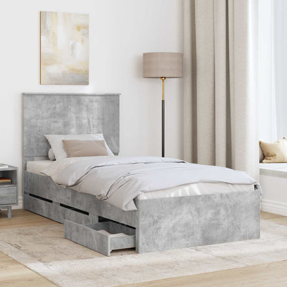 Struttura del letto con cassetto Grigio cemento 90 x 200 cm