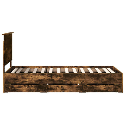 Struttura del letto con cassetto Rovere fumé 90 x 200 cm