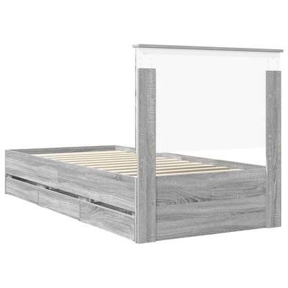 Struttura del letto con cassetto Grigio Sonoma 90 x 190 cm | homemem39