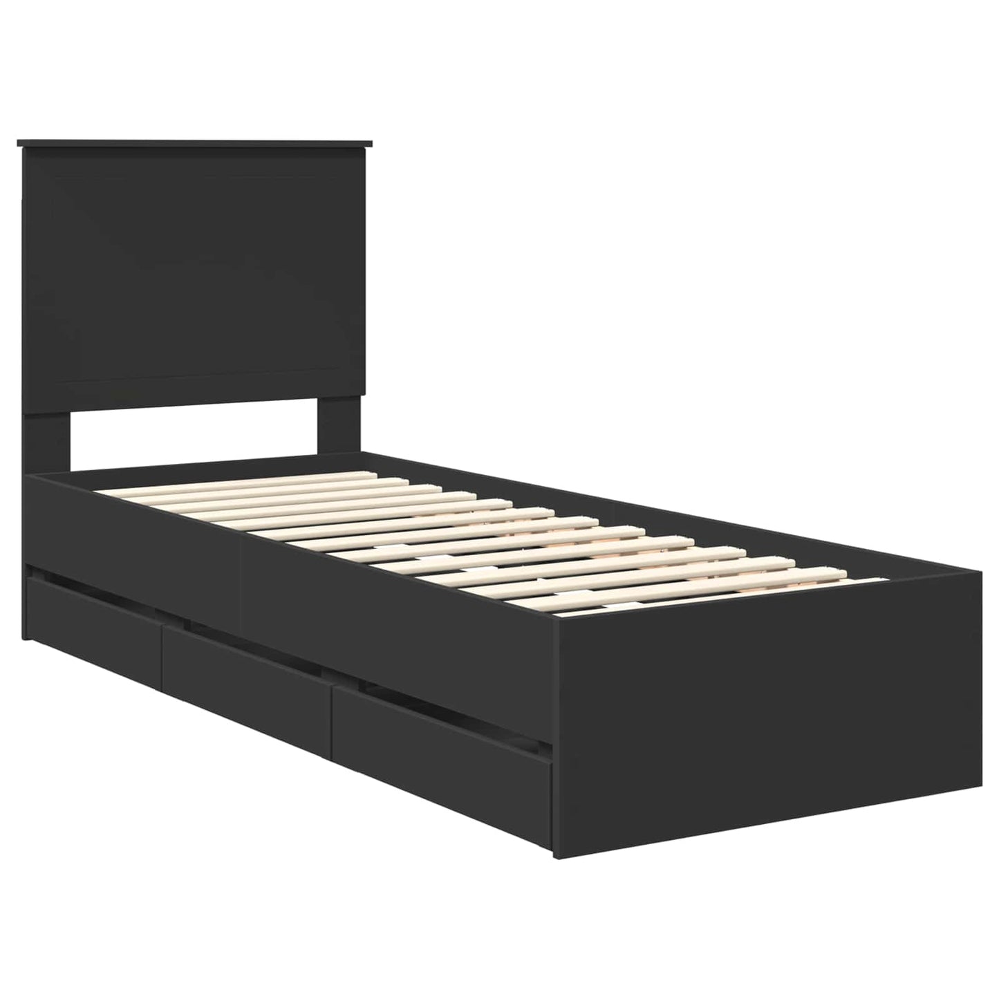 Struttura del letto Nero 75 x 190 cm Legno Ingegnerizzato | homemem39