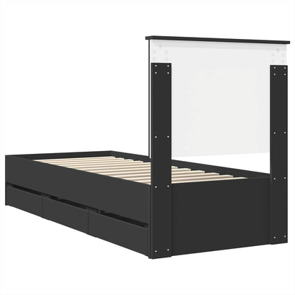 Struttura del letto Nero 75 x 190 cm Legno Ingegnerizzato | homemem39