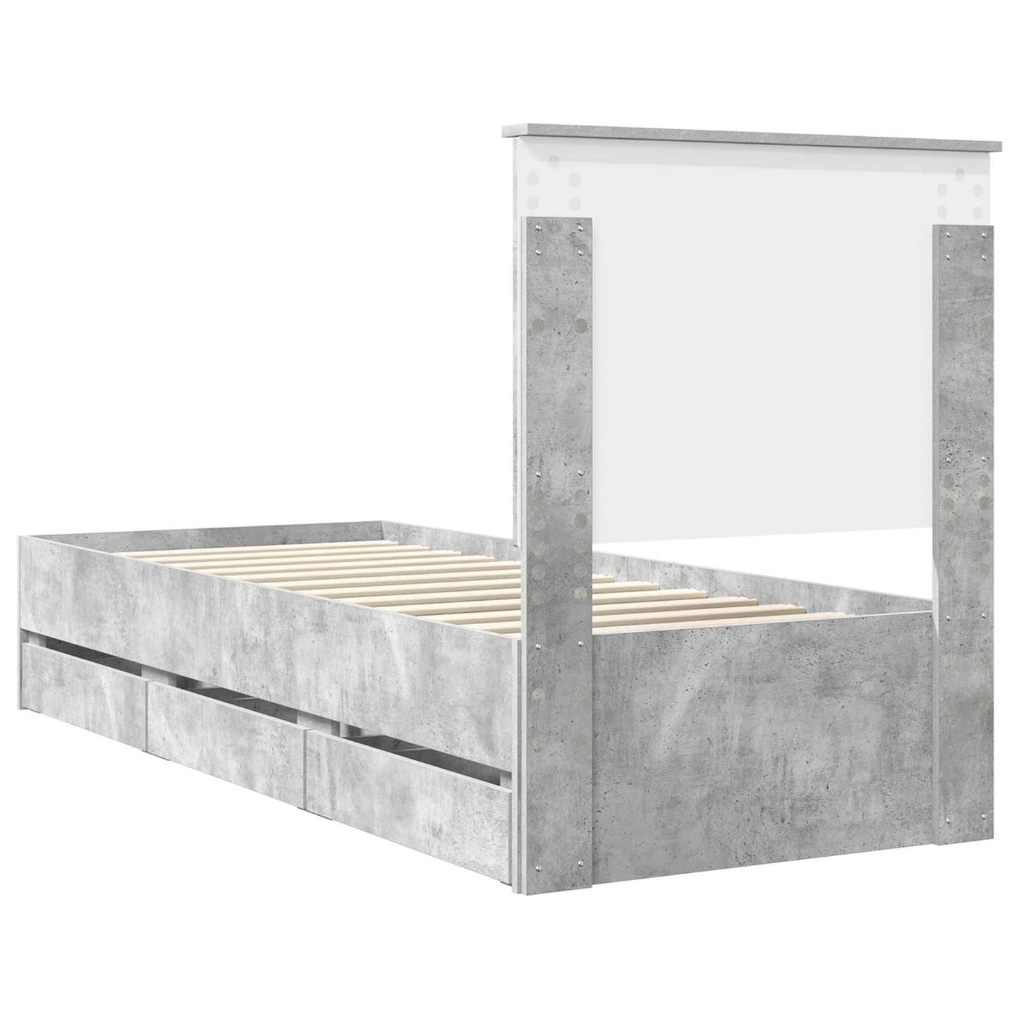 Struttura del letto con cassetto Grigio cemento 75 x 190 cm | homemem39