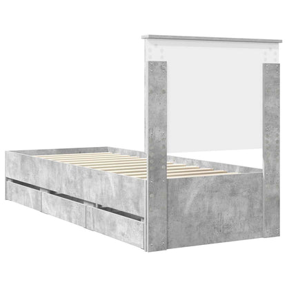 Struttura del letto con cassetto Grigio cemento 75 x 190 cm | homemem39