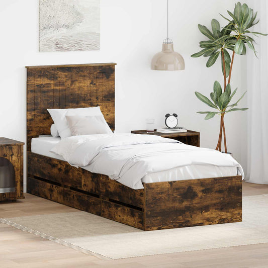 Struttura del letto con cassetto Rovere fumé 75 x 190 cm | homemem39