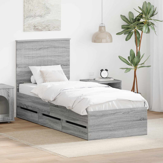 Struttura del letto con cassetto Grigio Sonoma 75 x 190 cm | homemem39
