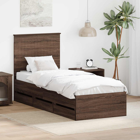 Struttura del letto con cassetto Rovere Marrone 75 x 190 cm | homemem39