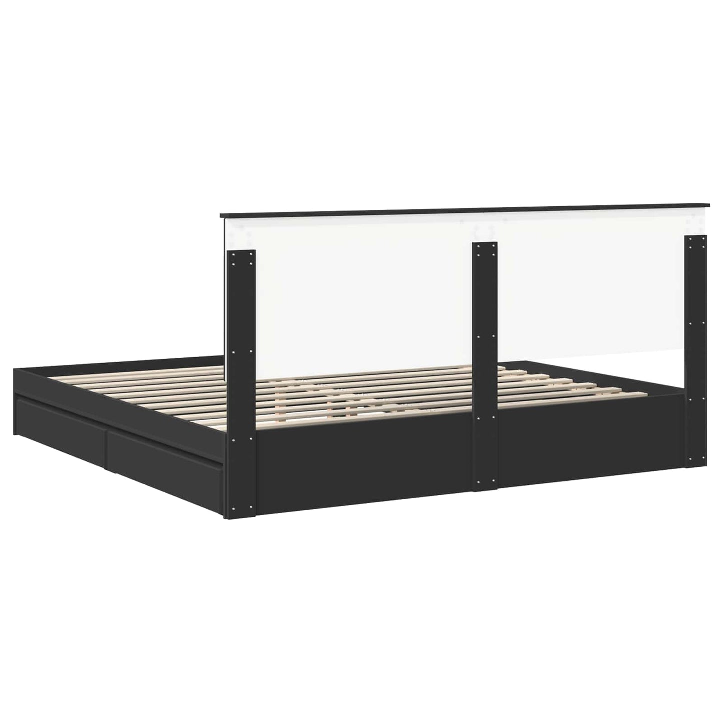 Letto con Contenitore Nero 200 x 200 cm Legno multistrato | homemem39