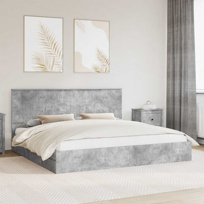 Letto con Contenitore con testiera Grigio cemento 200 x 200 cm | homemem39