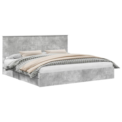 Letto con Contenitore con testiera Grigio cemento 200 x 200 cm | homemem39