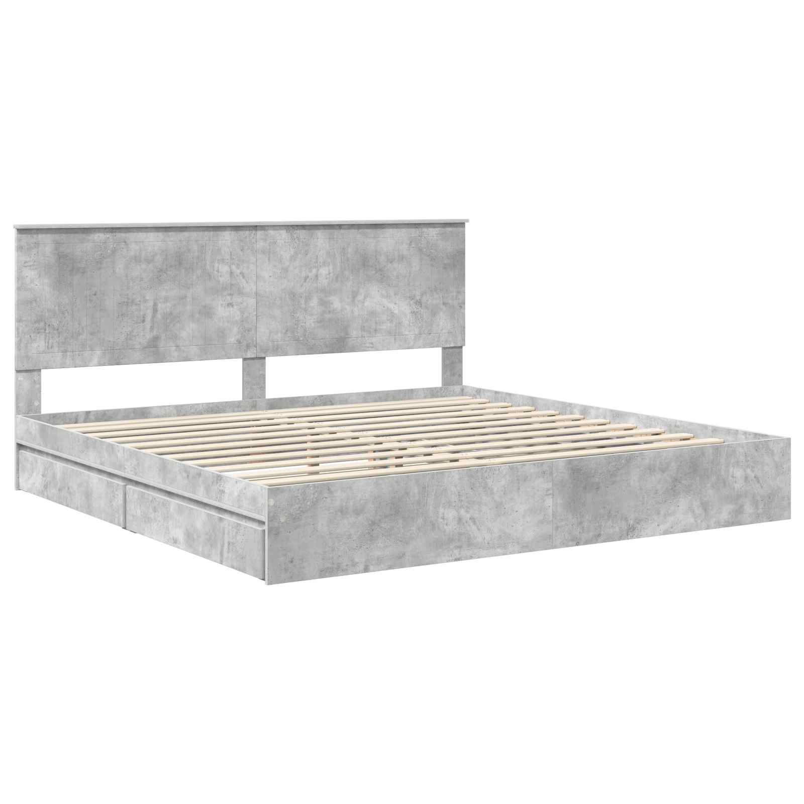 Letto con Contenitore con testiera Grigio cemento 200 x 200 cm | homemem39