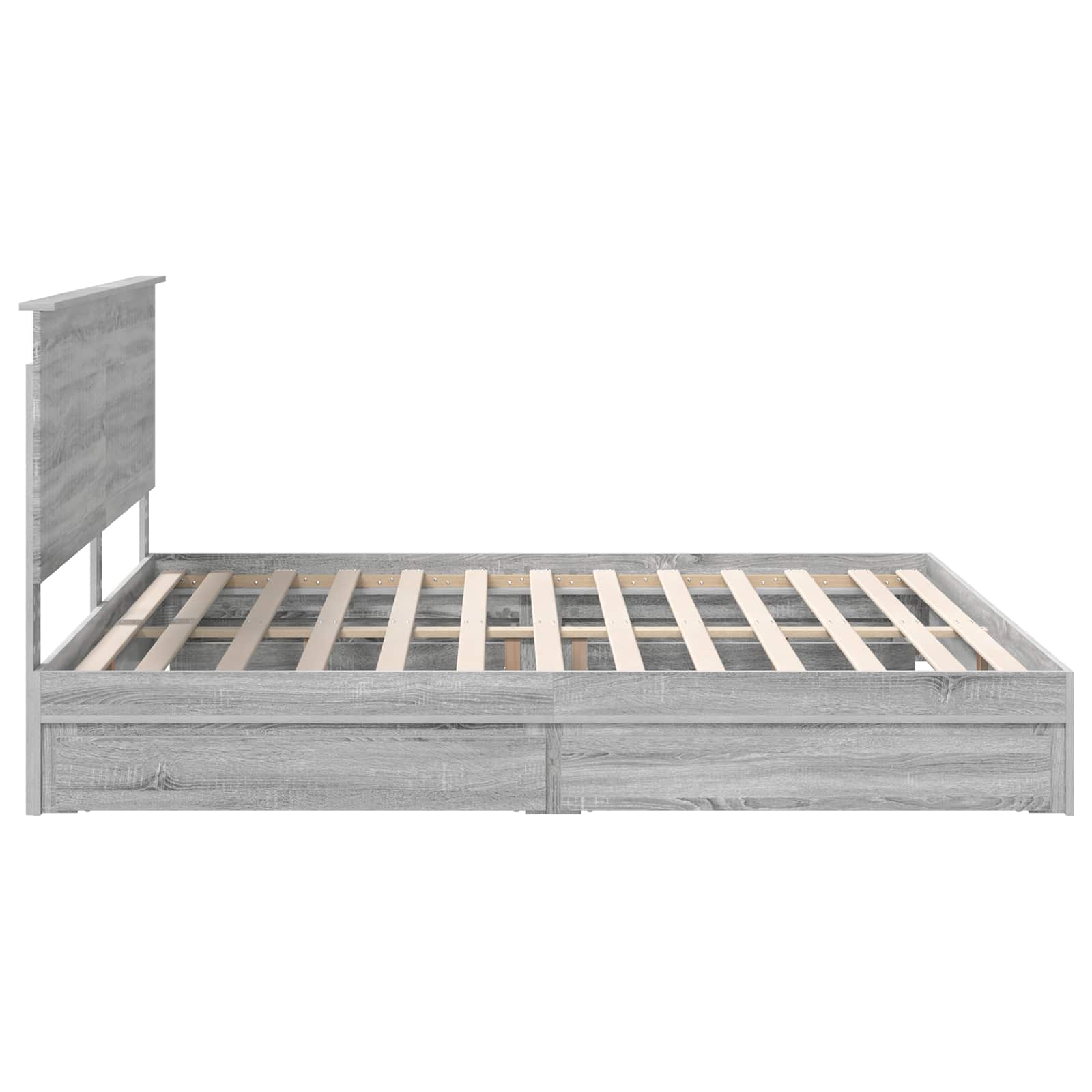 Letto con Contenitore con testiera Grigio Sonoma 200 x 200 cm | homemem39