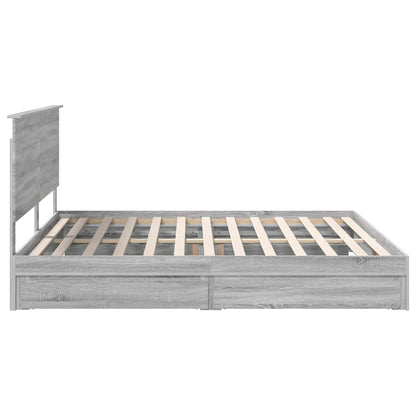 Letto con Contenitore con testiera Grigio Sonoma 200 x 200 cm | homemem39