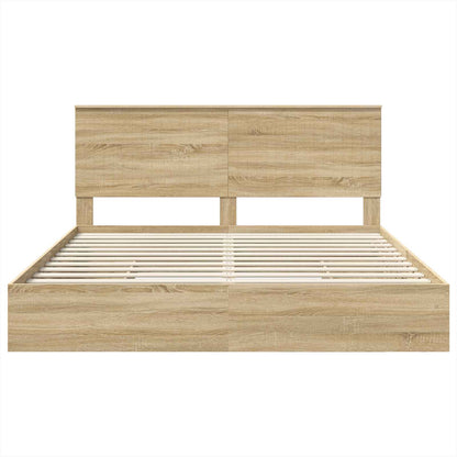 Letto con Contenitore con testiera Rovere Sonoma 180 x 200 cm | homemem39