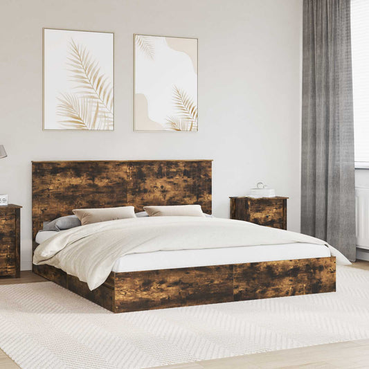 Letto con Contenitore con testiera Rovere fumé 180 x 200 cm | homemem39