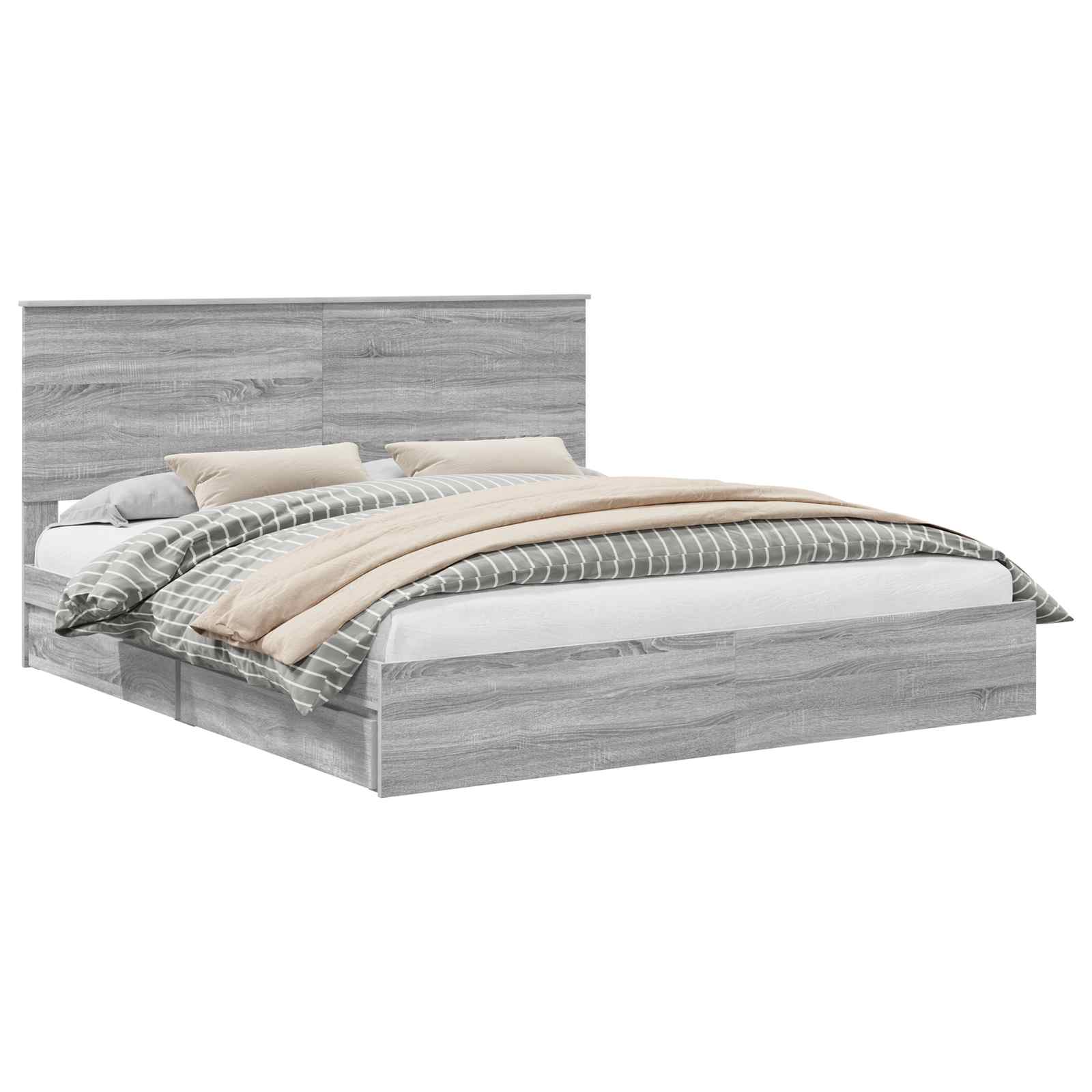 Letto con Contenitore con testiera Grigio Sonoma 180 x 200 cm | homemem39