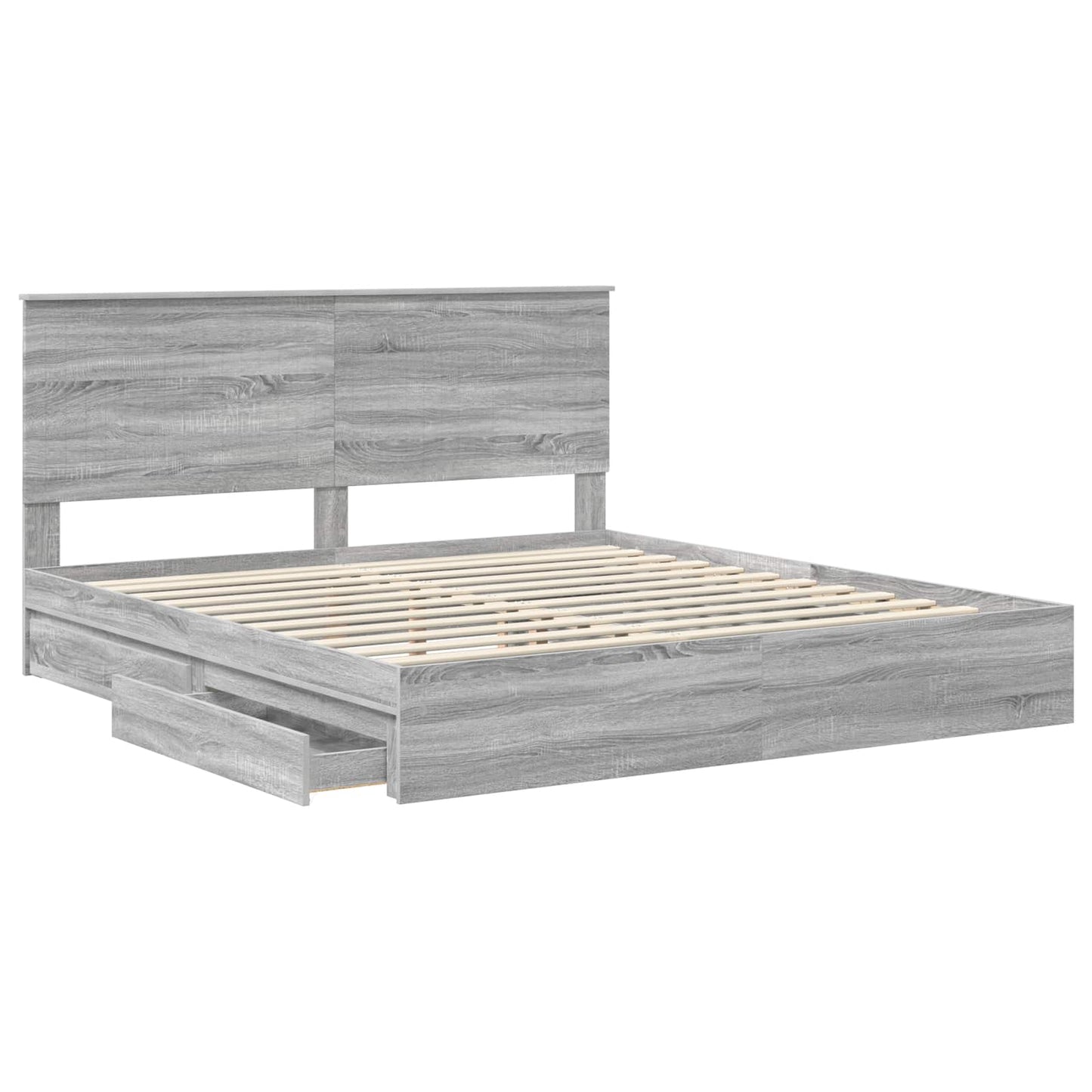 Letto con Contenitore con testiera Grigio Sonoma 180 x 200 cm | homemem39