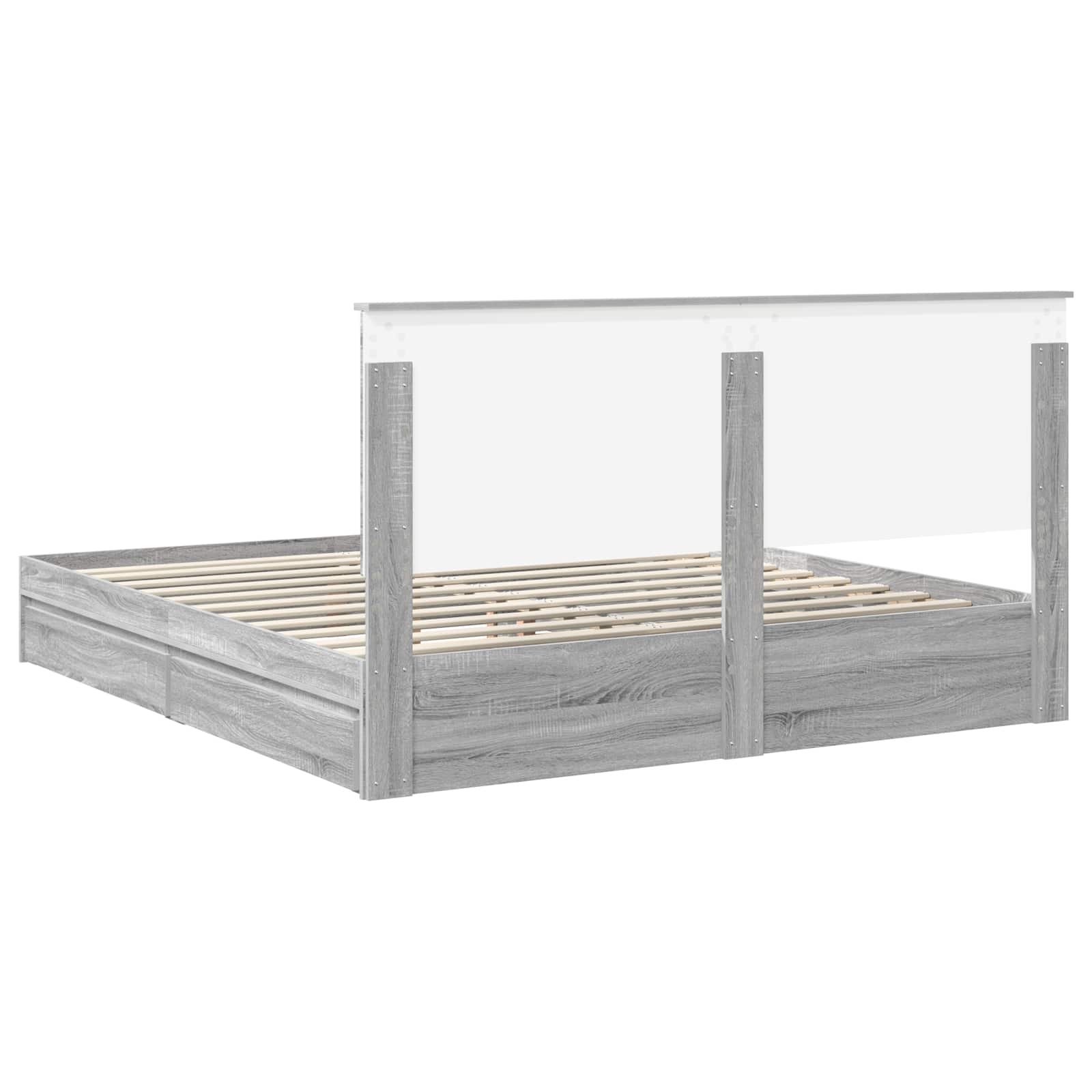 Letto con Contenitore con testiera Grigio Sonoma 180 x 200 cm | homemem39